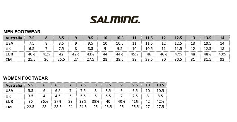 Salming Shoes Size Chart